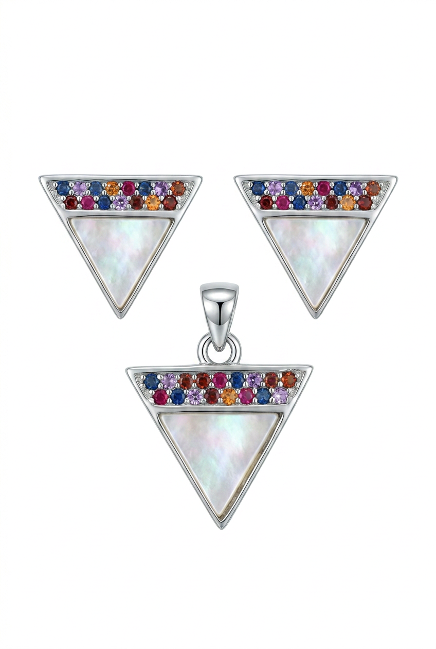 Pendentes de plata 925 con nacar y circonitas multicolor