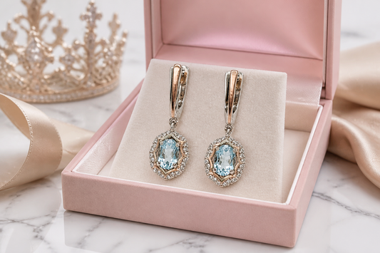 Pendientes Topacio azul con circonitas