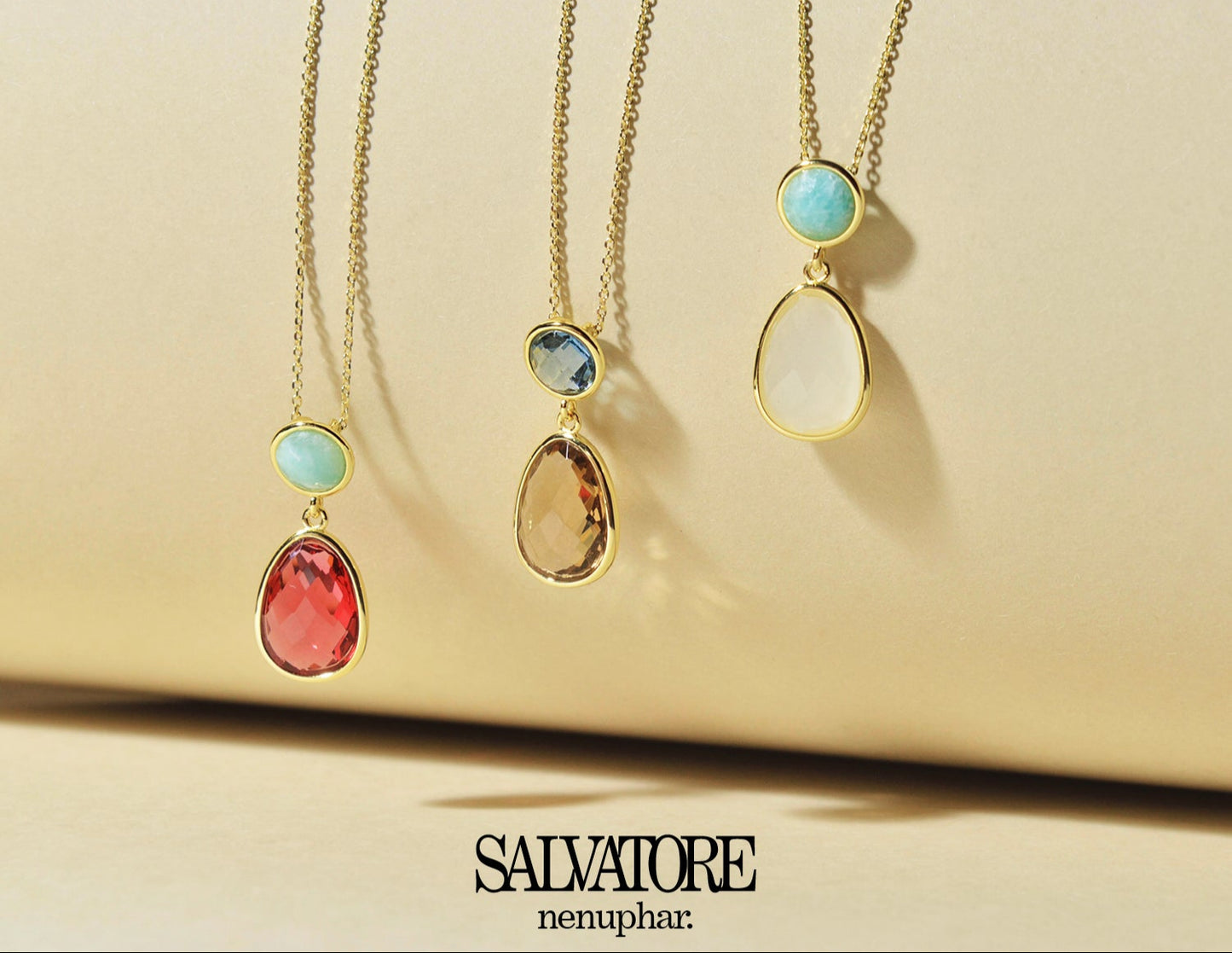 Collar Nenuphar SALVATORE · Turquesa Rosa y Piedra Luna