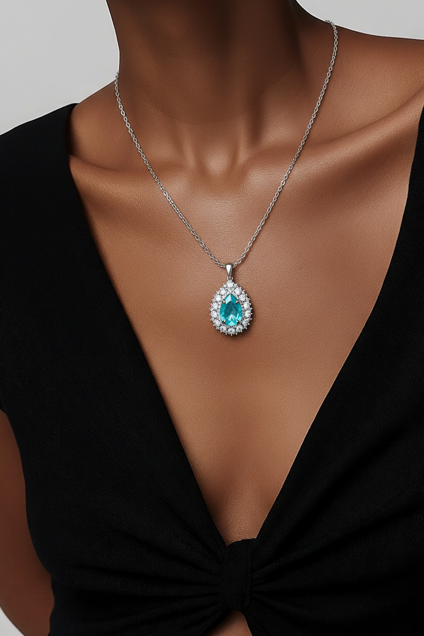 Aretes Gota Paraiba en plata de ley