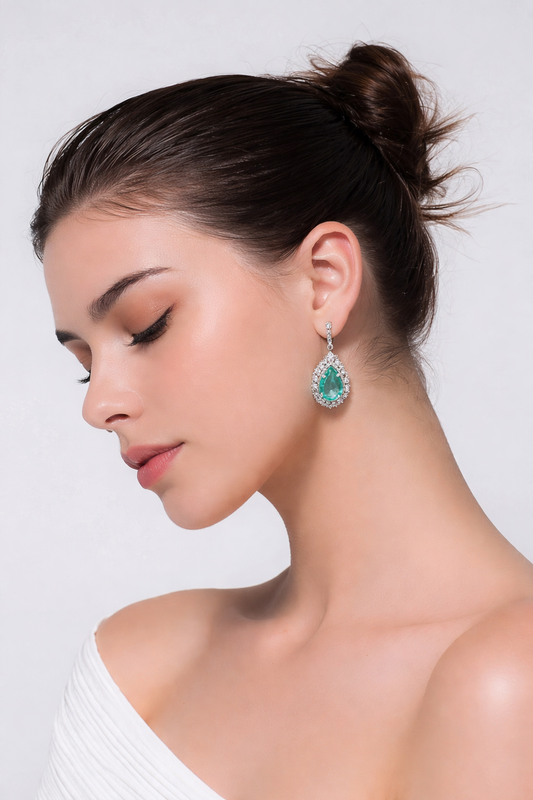 Aretes Gota Paraiba en plata de ley