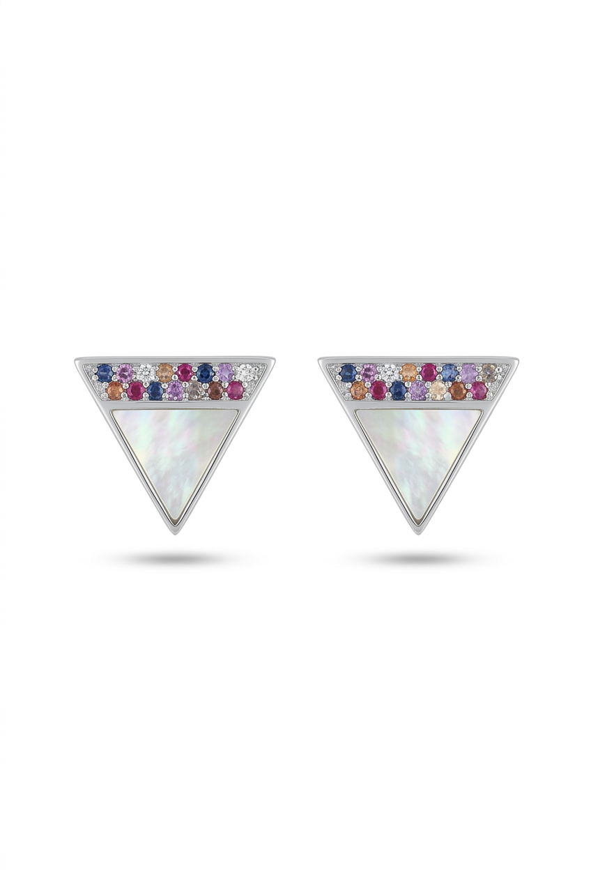 Pendentes de plata 925 con nacar y circonitas multicolor