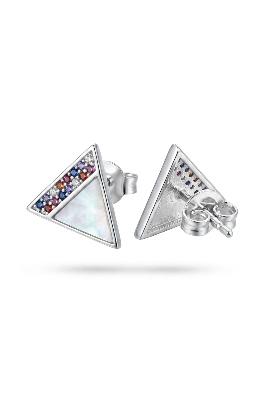 Pendentes de plata 925 con nacar y circonitas multicolor