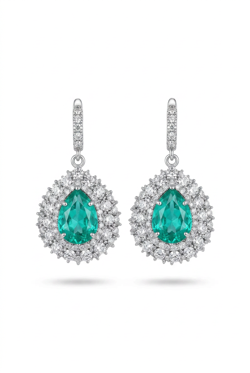 Aretes Gota Paraiba en plata de ley