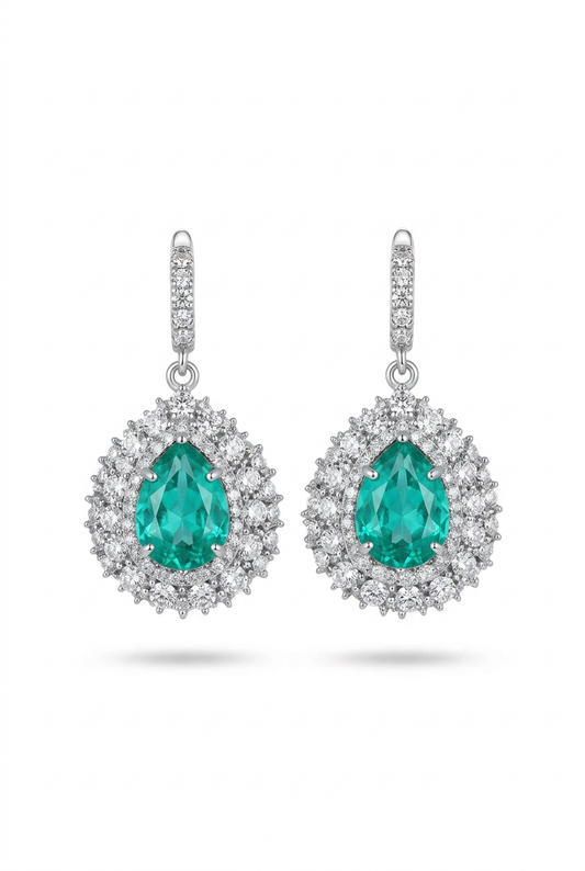 Aretes Gota Paraiba en plata de ley