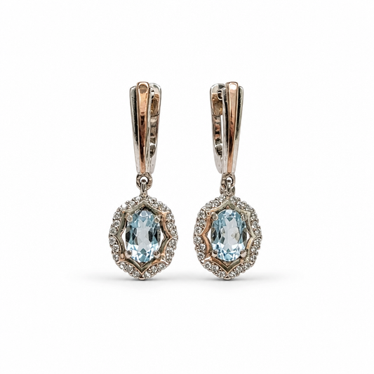 Pendientes Topacio  azul con circonitas