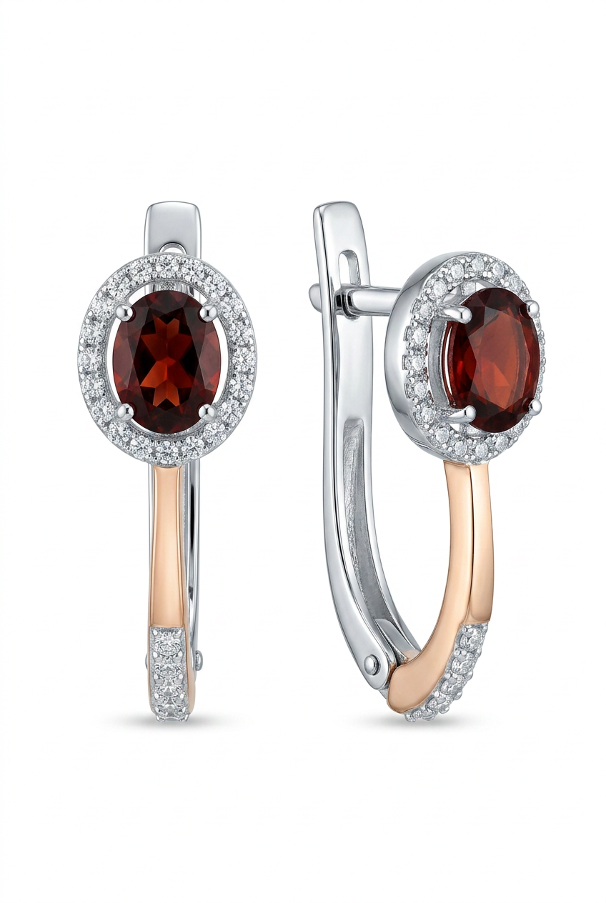 Pendientes GRANATE CON CIRCONITAS