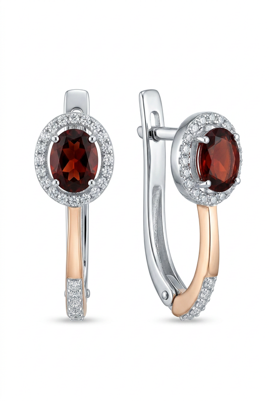 Pendientes GRANATE CON CIRCONITAS