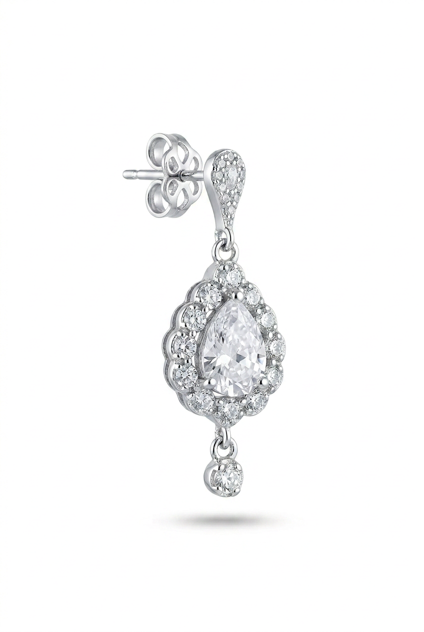 Pendientes de Novia estilo Chandlier con lagrima de circonitas brillantes
