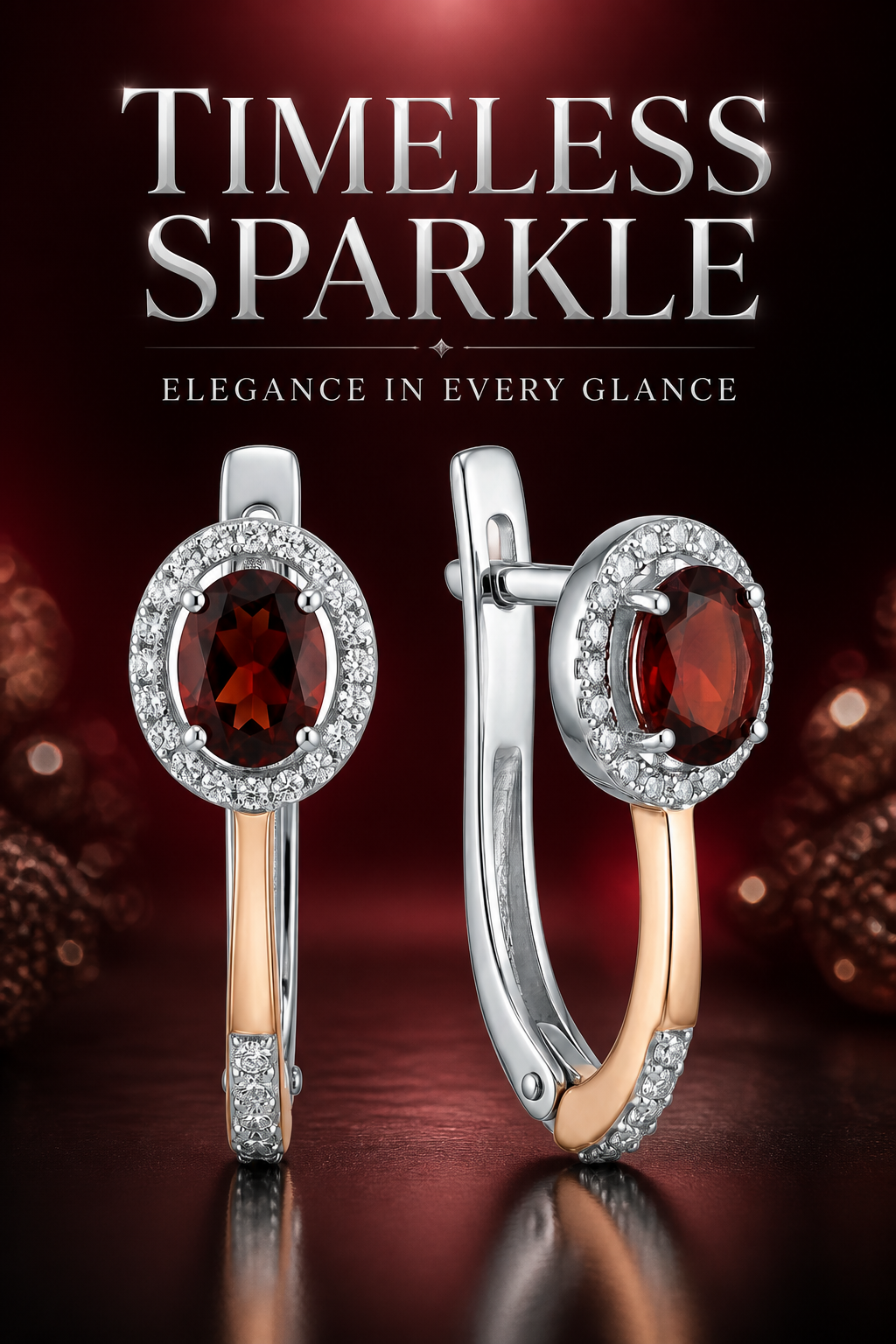 Pendientes GRANATE CON CIRCONITAS