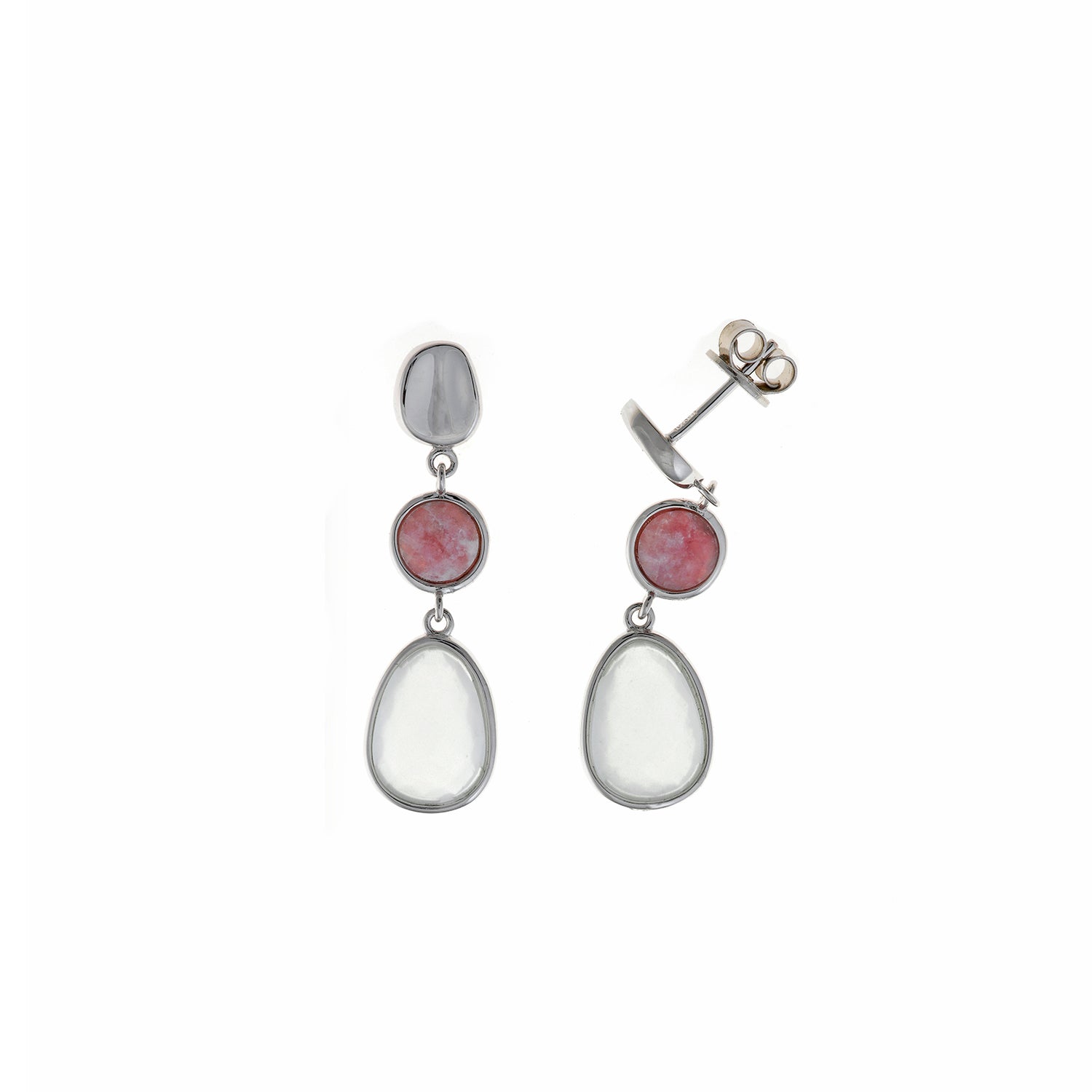 Pendientes Nenuphar · Turquesa Rosa y Piedra Luna