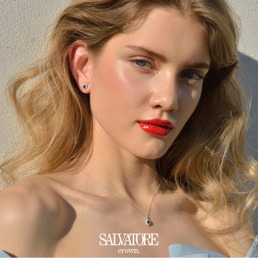Pendientes Crown SALVATORE · Zafiro y Circonitas