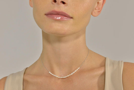Collar SALVATORE-Perlas RiCE Y ANILLAS