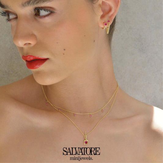 Collar SALVATORE -Cuadrado CIRCONITA Roja