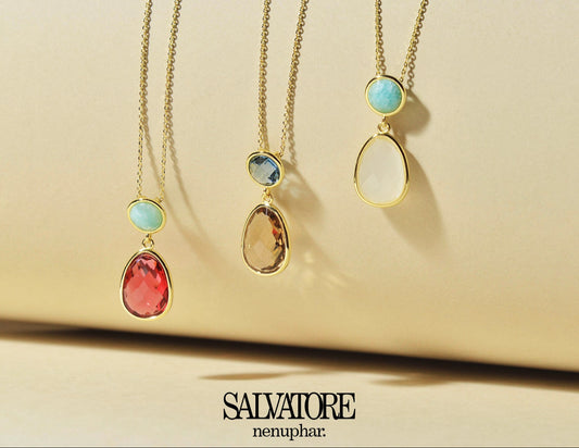 Collar Nenuphar SALVATORE · Turquesa Rosa y Piedra Luna