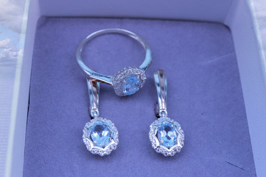 Pendientes Topacio  azul con circonitas