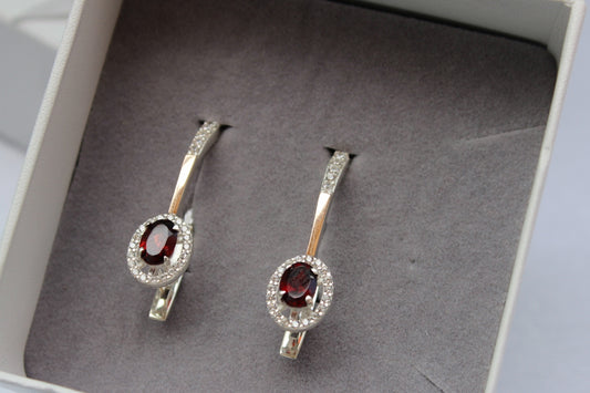 Pendientes GRANATE CON CIRCONITAS